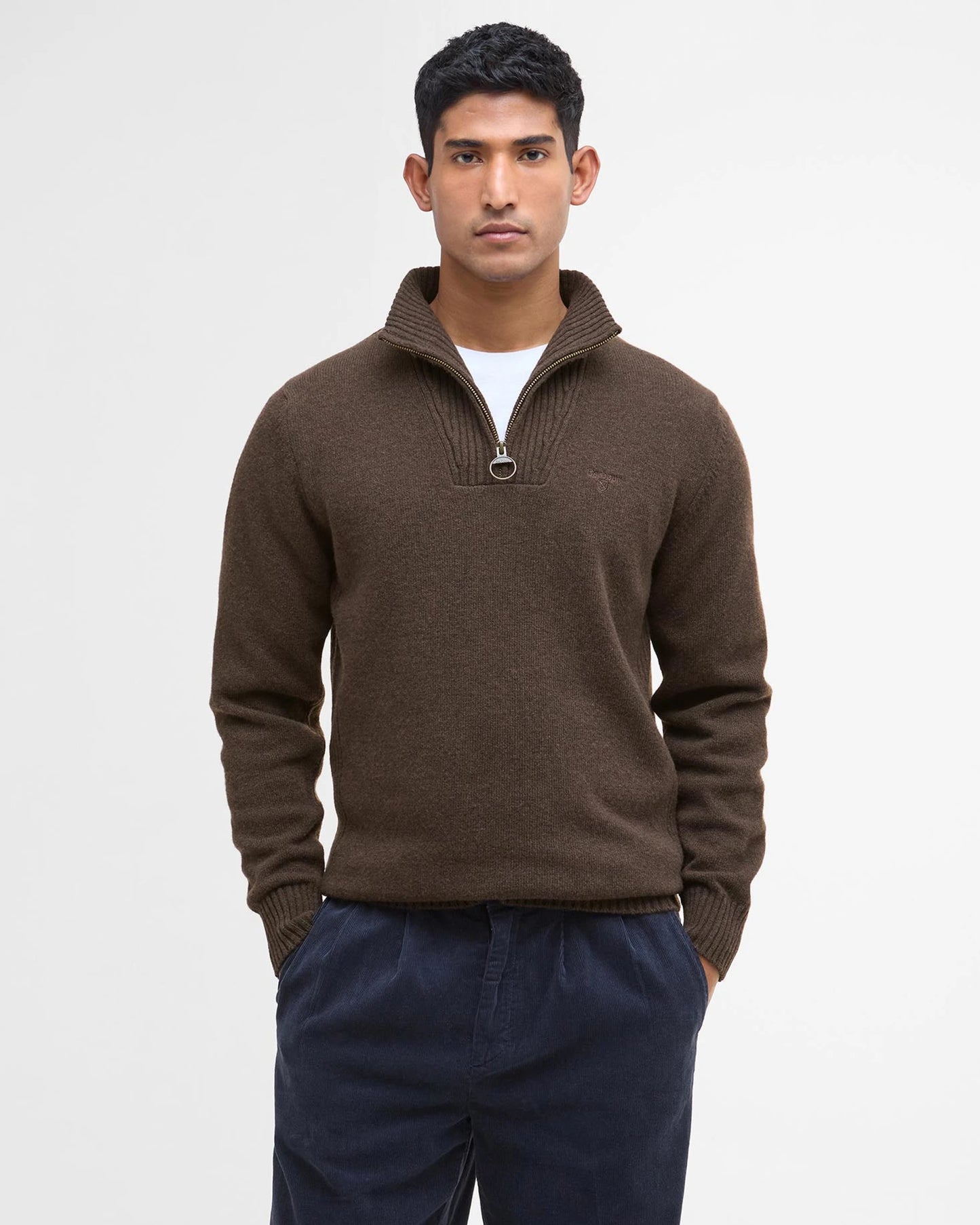 Barbour Maglione con Mezza Zip in Lana d’Agnello Essential