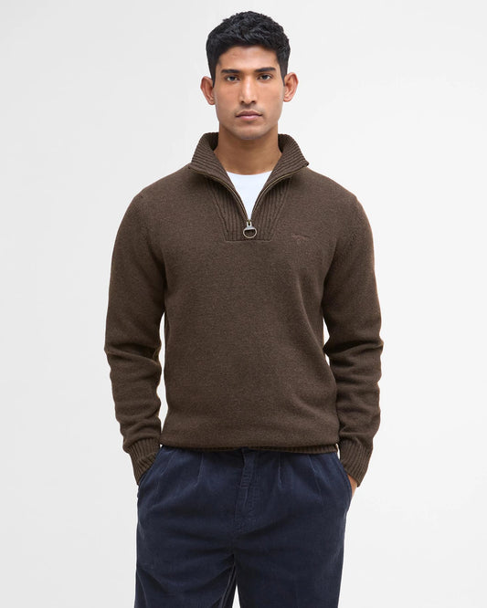 Barbour Maglione con Mezza Zip in Lana d’Agnello Essential
