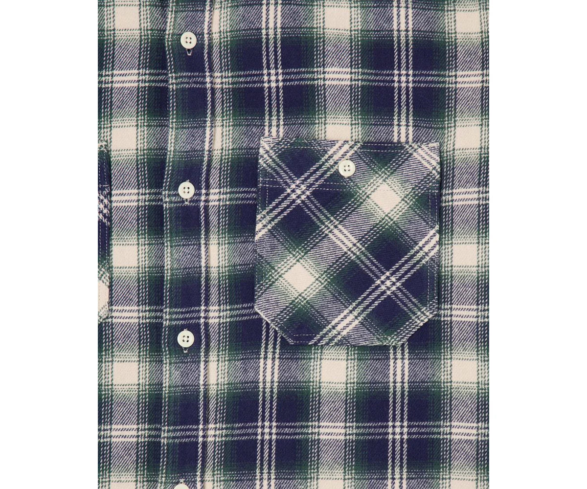 Work Shirt Ls Japan navy green