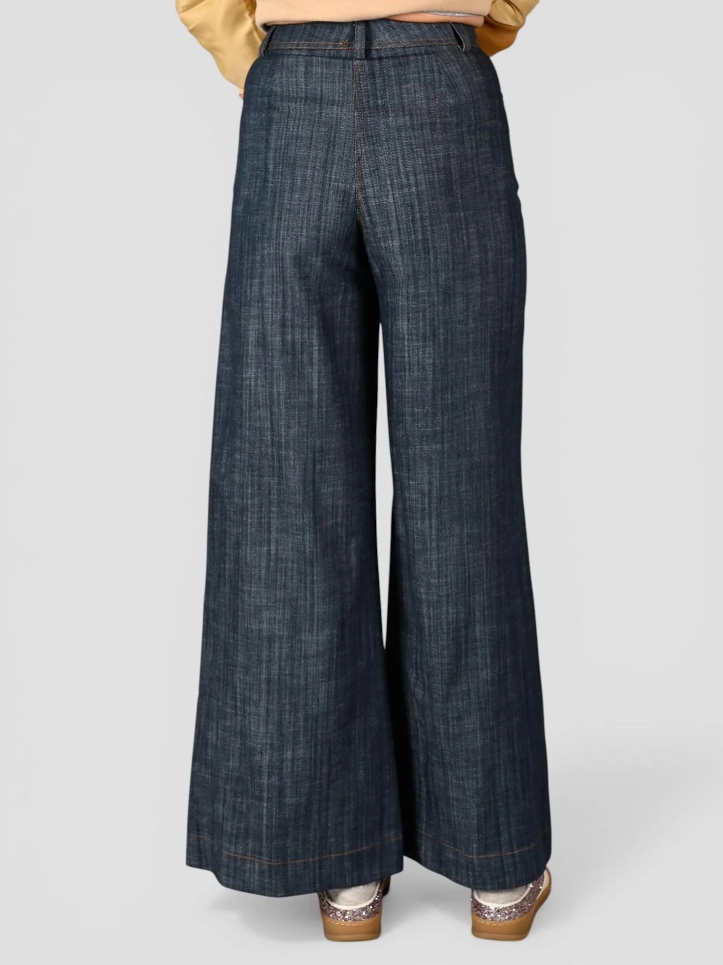 White wise pantaloni palazzo denim